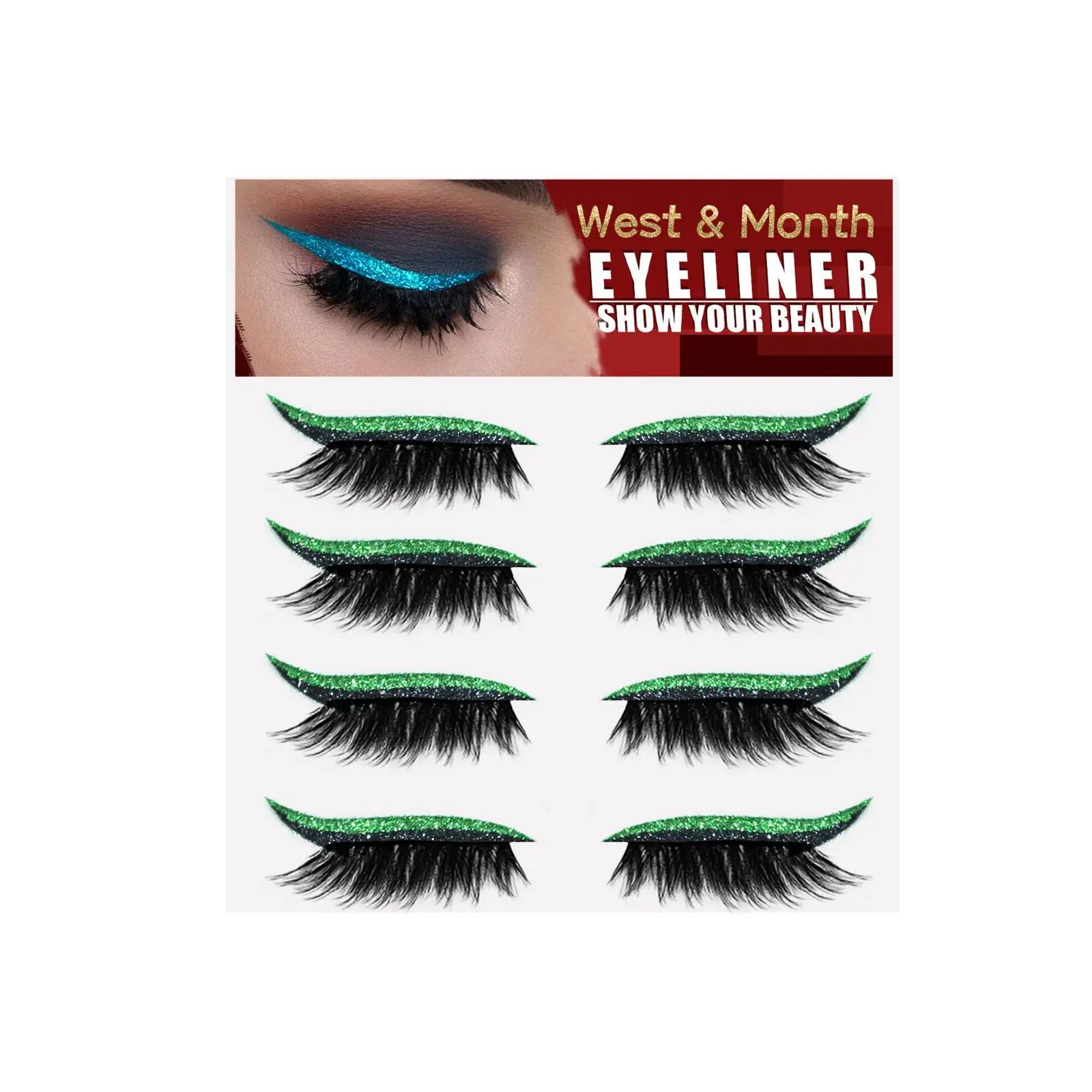 Reusable Self-Adhesive Eyeliner and Eyelash Stickers - 12