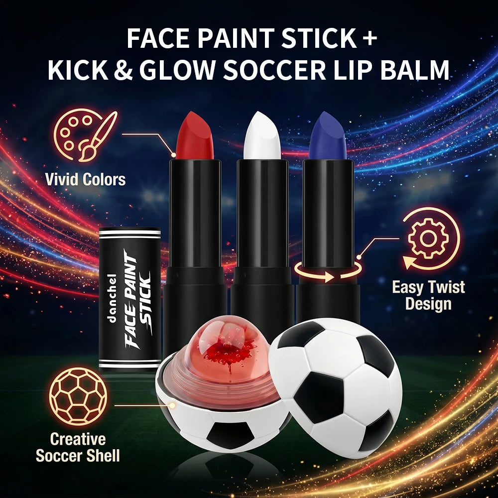 Waterproof Face Paint and Lip Balm Kit for Game Day - 3