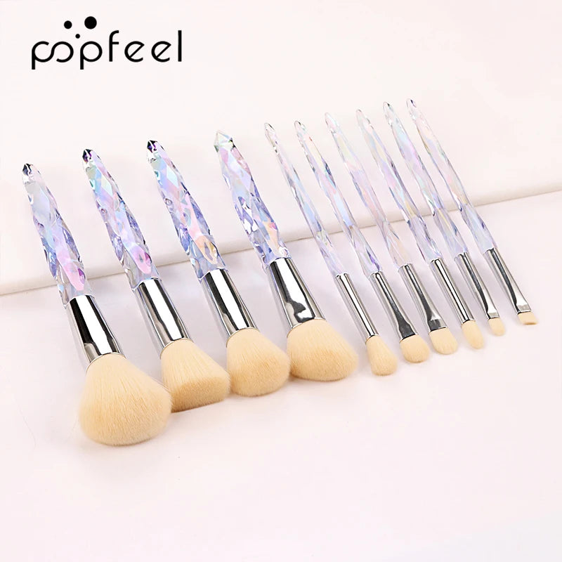 10-Piece Crystal Handle Makeup Brush Set - 2