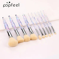 10-Piece Crystal Handle Makeup Brush Set