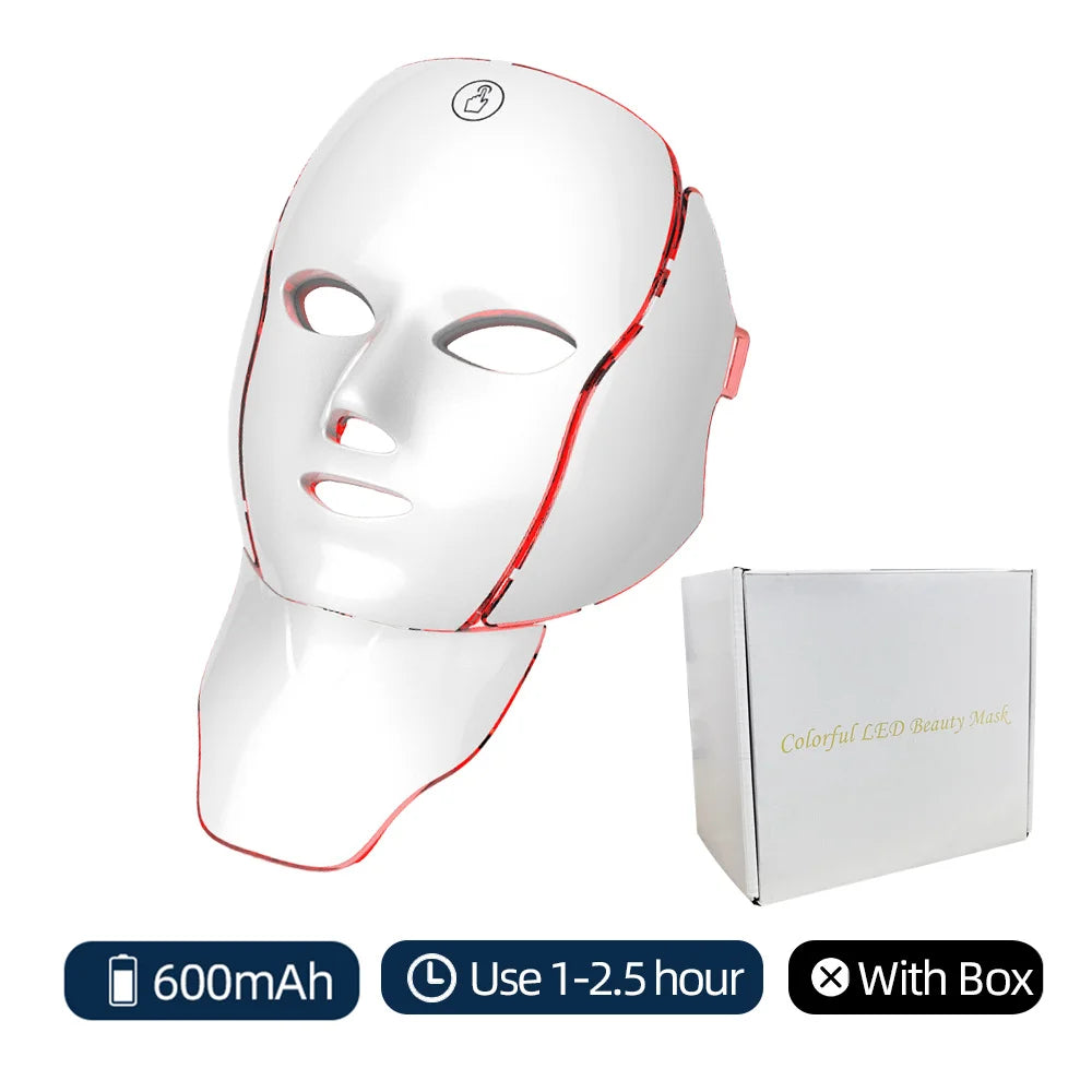 7-Color Wireless LED Photon Facial and Neck Mask - 21