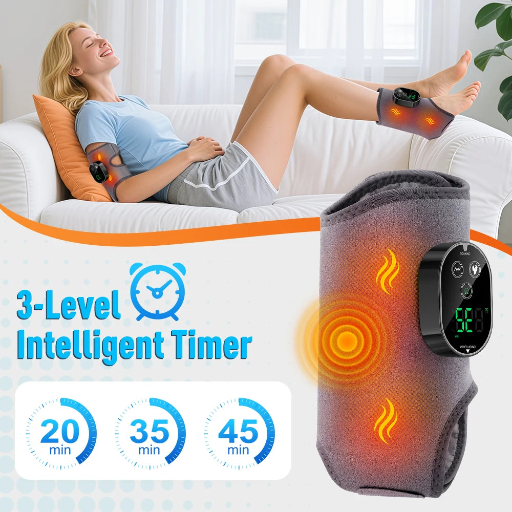 Heated Vibration Ankle Massager Brace for Pain Relief - 44