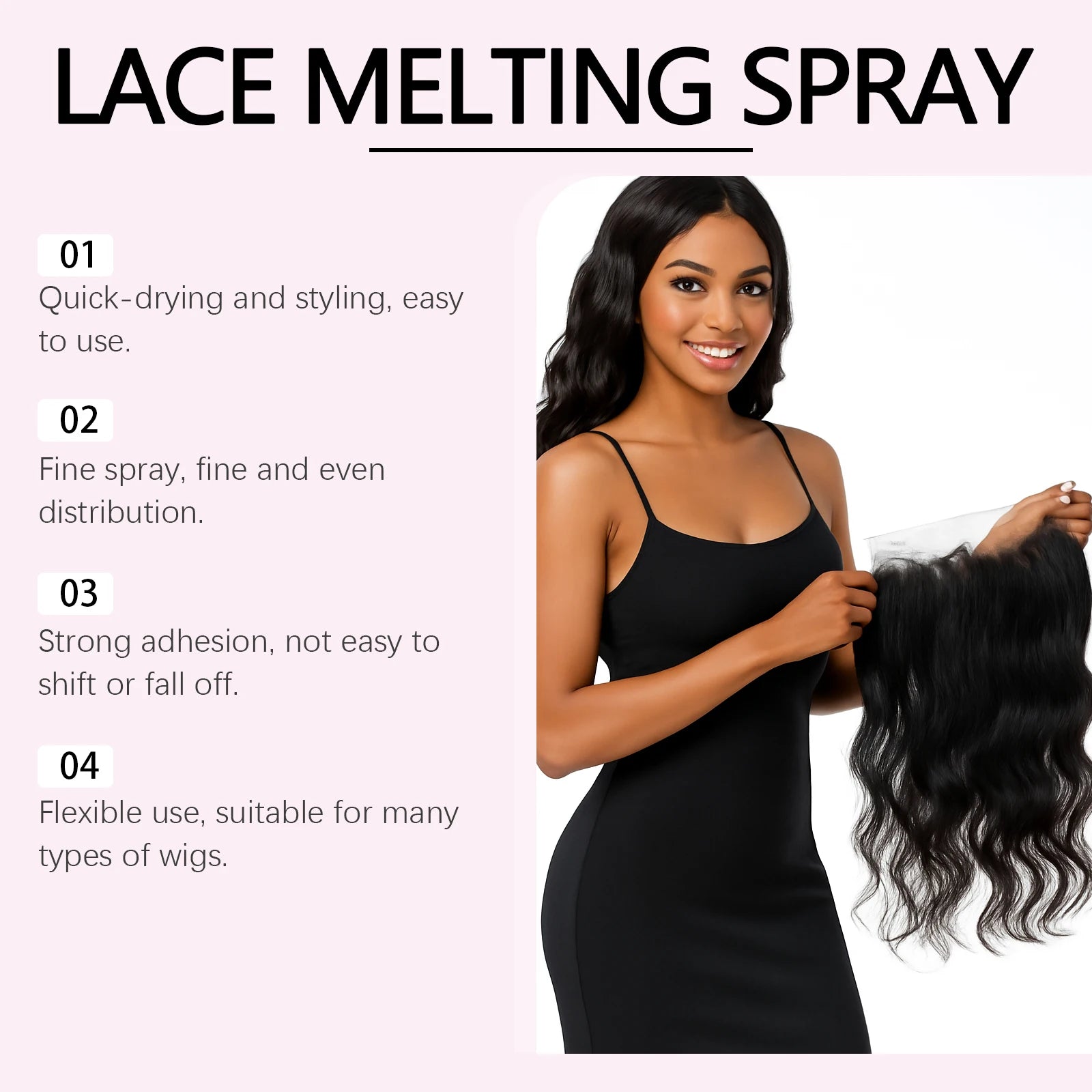 Invisible Lace Melting Spray for Natural Wig Hold - 2