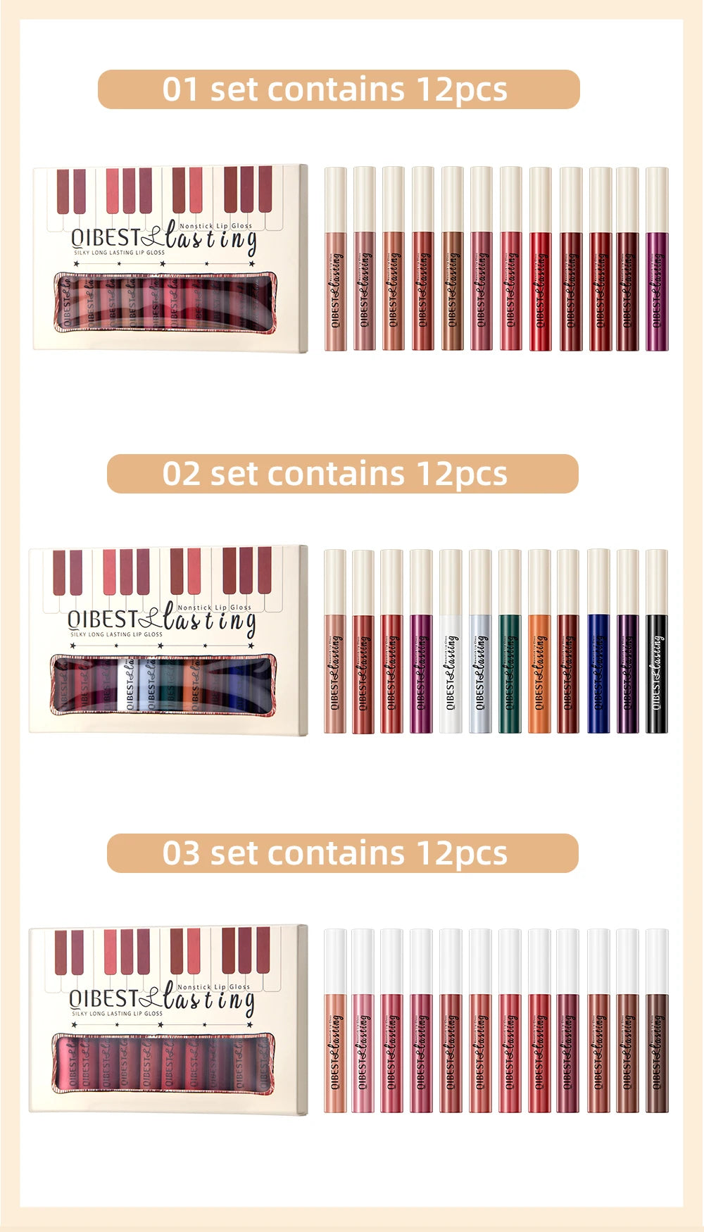 12-Piece Waterproof Matte Liquid Lipstick Set - 7