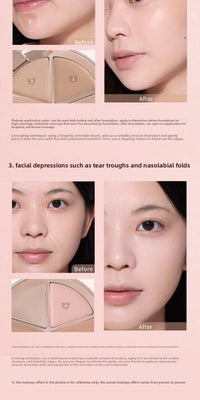 4-Color Cream Concealer Palette for Dark Circles and Contouring