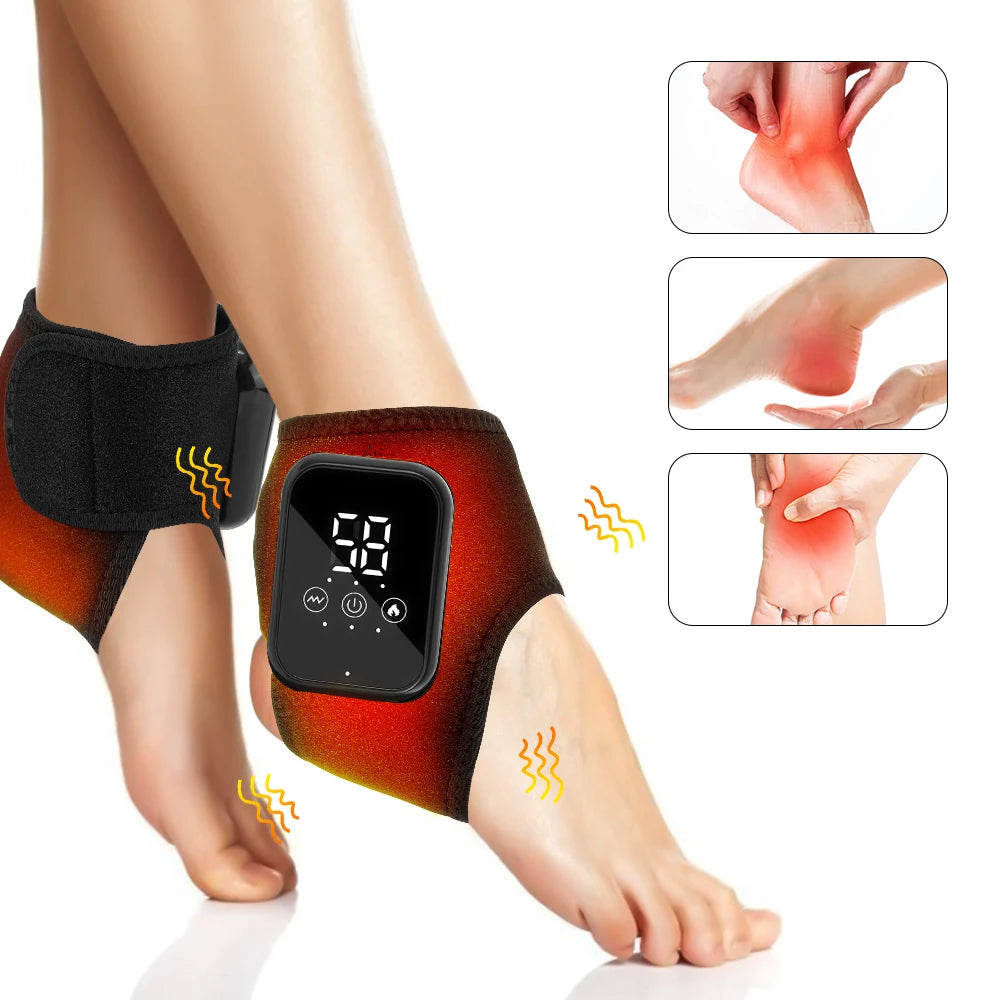Heated Vibration Ankle Massager Brace for Pain Relief - 1