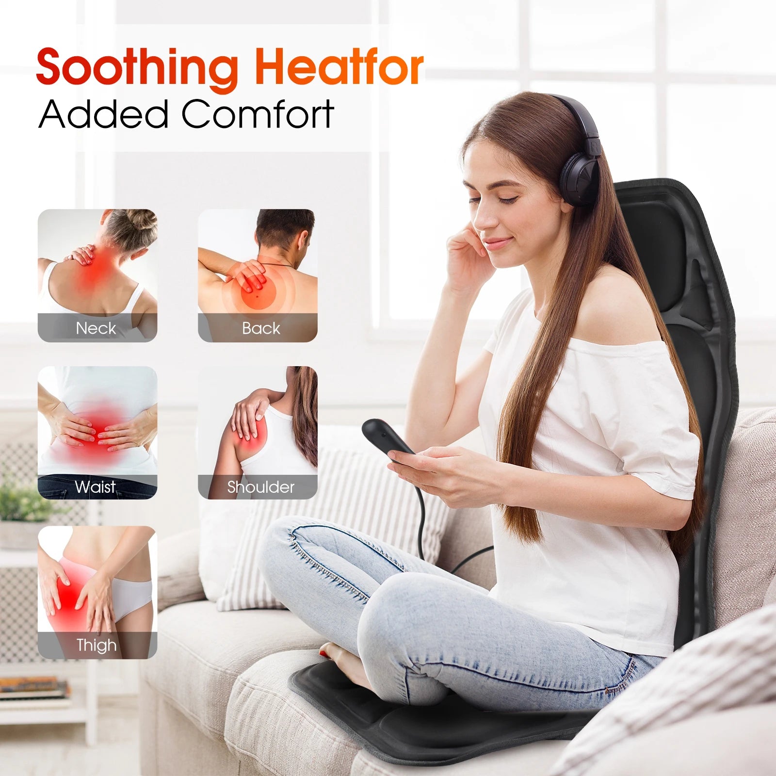 Full-Body Heated Vibration Massage Chair Cushion - 8
