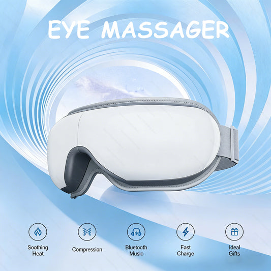 Heated Eye Massager with Vibration and Bluetooth for Stress Relief
