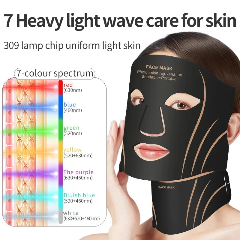 7-Color LED Light Therapy Face and Neck Rejuvenation Mask - 4