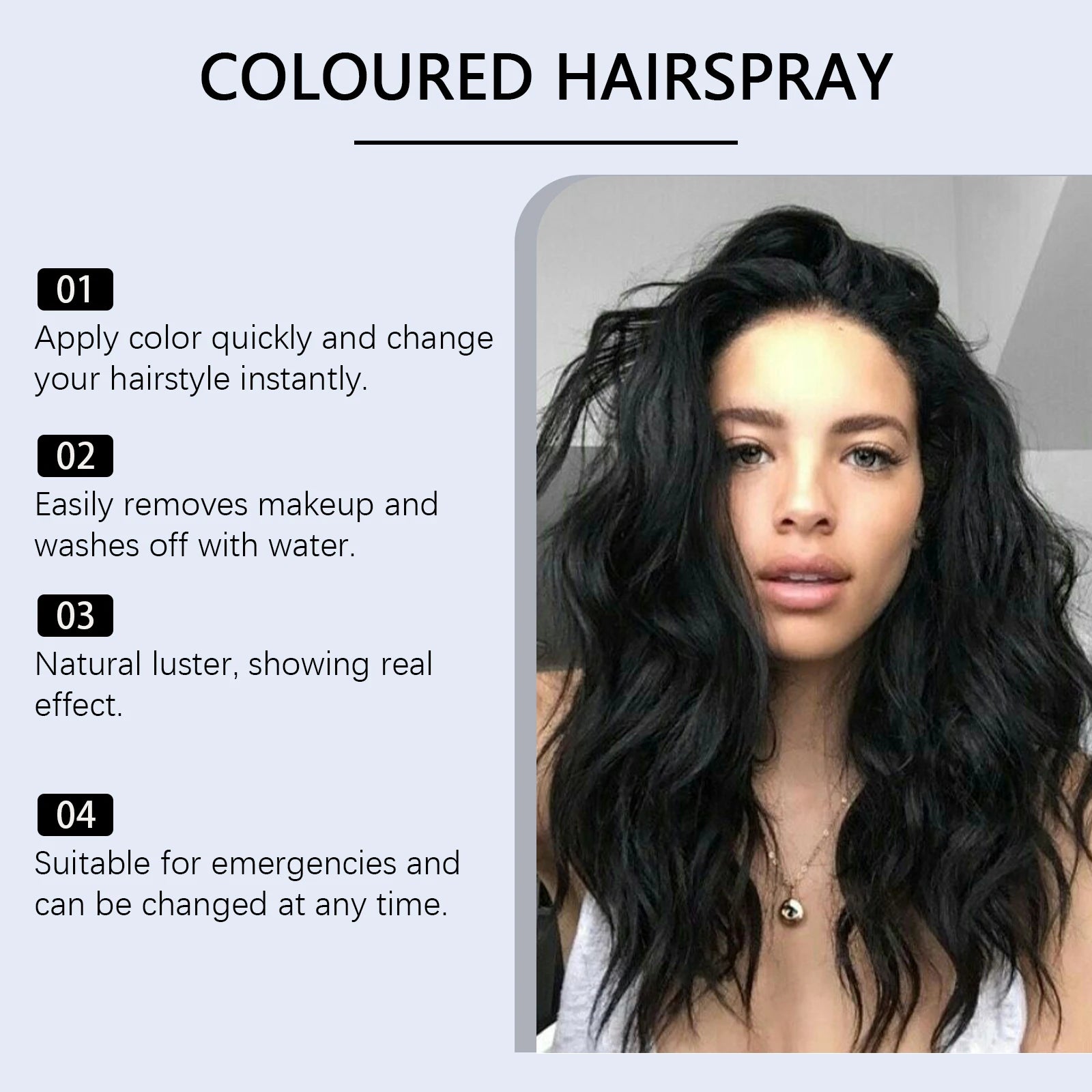Instant Temporary Black Hair Color Spray for Roots and Styling - 8