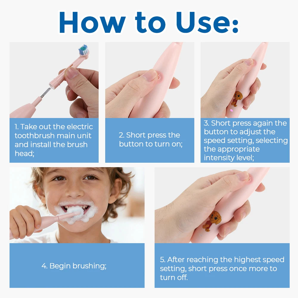 Rechargeable Cartoon Electric Toothbrush for Kids - 8