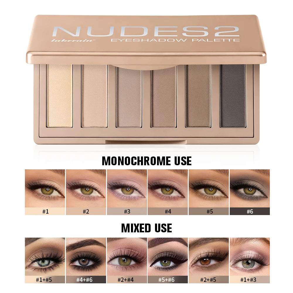 6-Color Matte Eyeshadow Palette for Neutral Nude Looks - 1