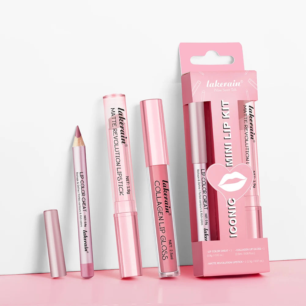 3-Piece Waterproof Matte Lip Makeup Set for Travel - 3