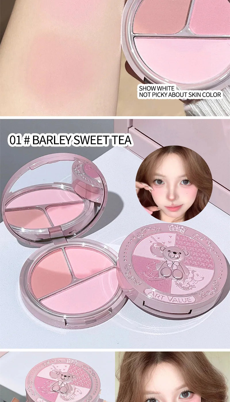 Bear Knight Trio Blush Palette for Flawless Makeup - 12