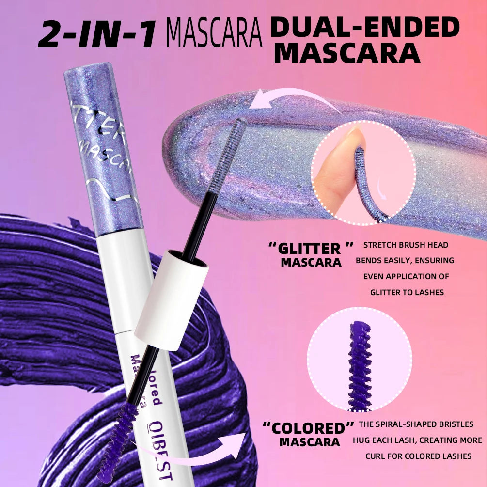 2-in-1 Glitter and Colored Waterproof Mascara - 4