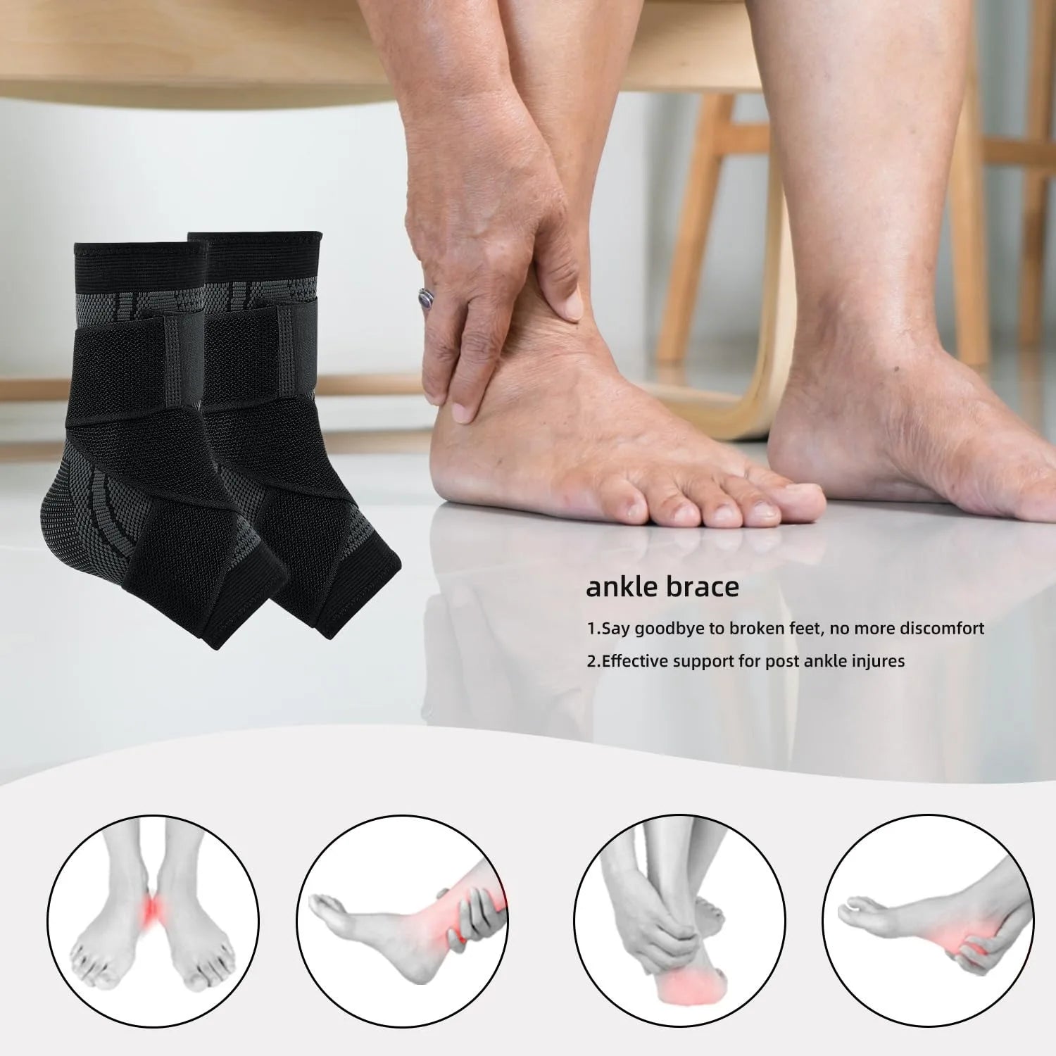 Adjustable Ankle Compression Support Brace - 3