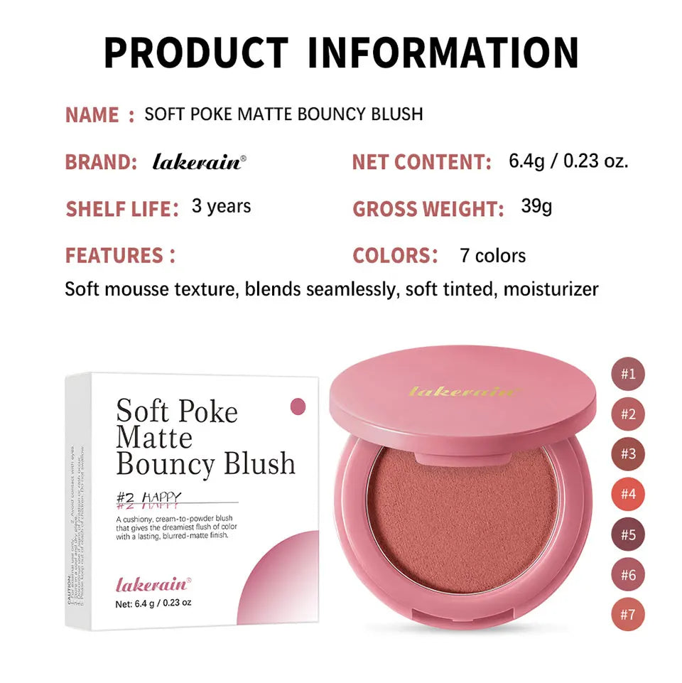 Matte Bouncy Cream-to-Powder Blush for Natural Glow - 18
