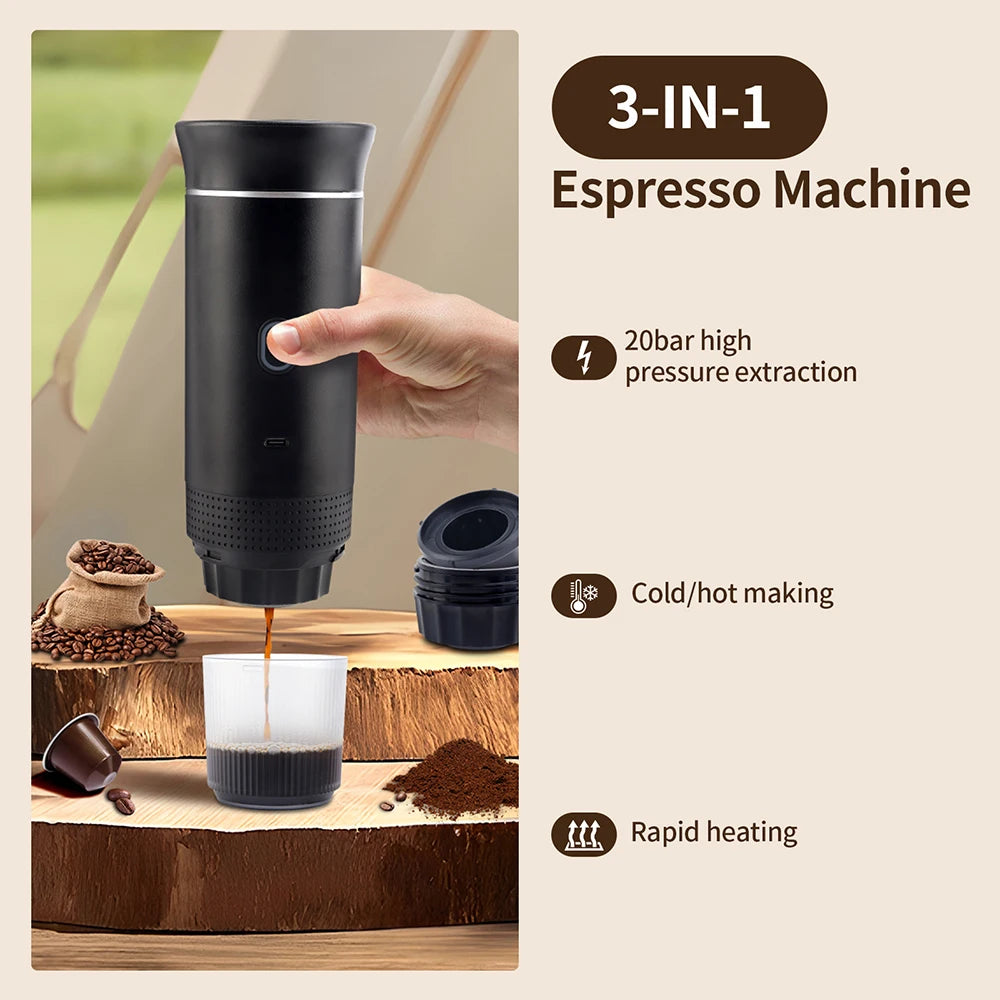 Portable 3-in-1 Wireless Espresso Coffee Maker - 7