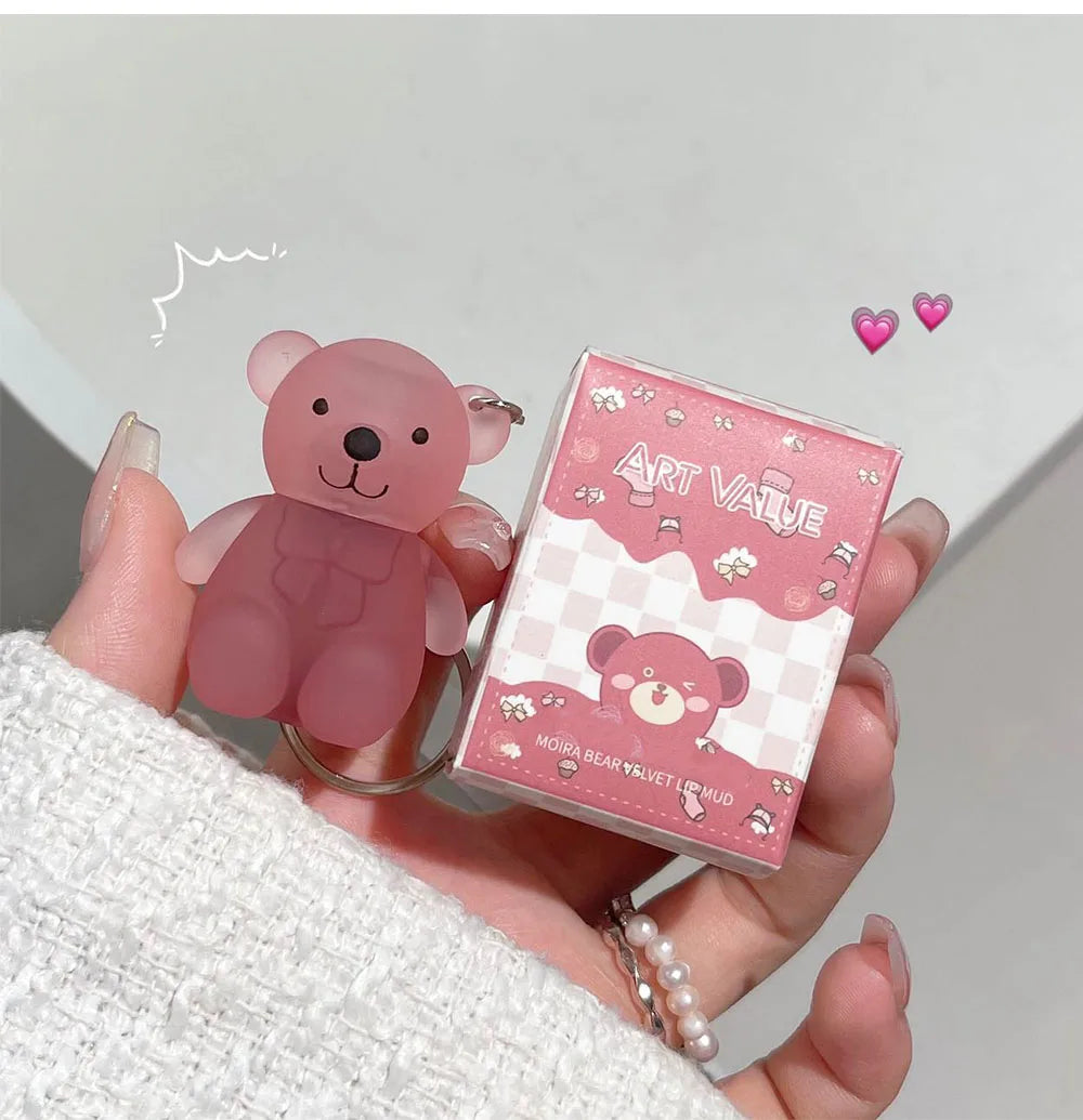 Cute Bear Velvet Matte Lip Mud Keychain - 21