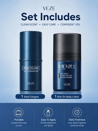 Portable Men’s Solid Cologne and Body Lotion Fragrance Set