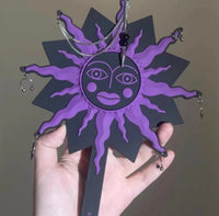 Artistic Sun Design Handheld Makeup Mirror