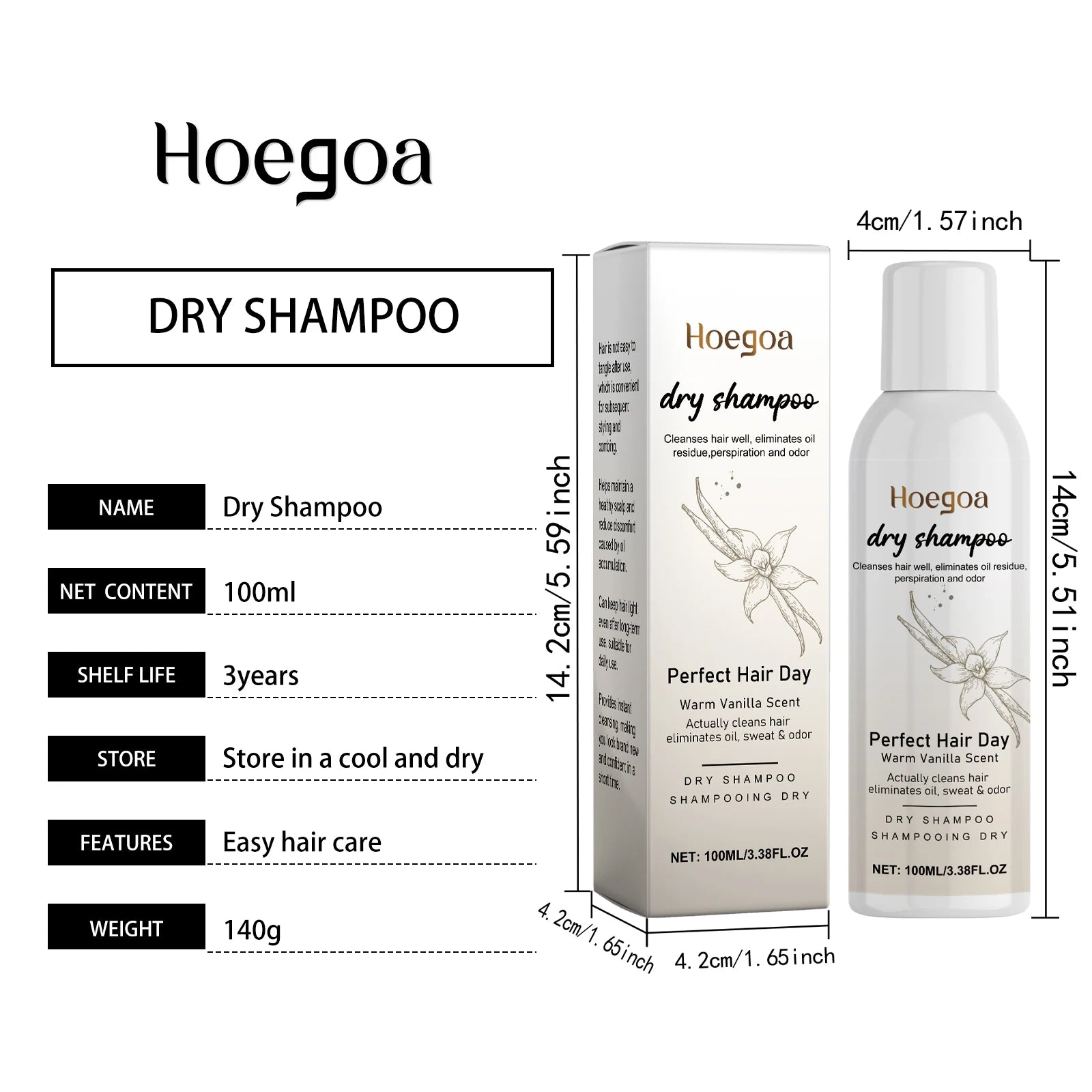 Vanilla Scented Dry Shampoo Spray for Instant Volume and Oil Control - 7