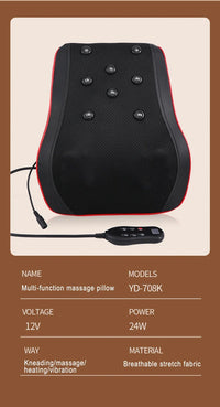 Electric Heated Shiatsu Neck and Back Massage Pillow