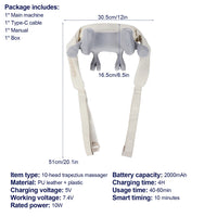 10-Head Cordless Deep Tissue Neck and Trapezius Massager