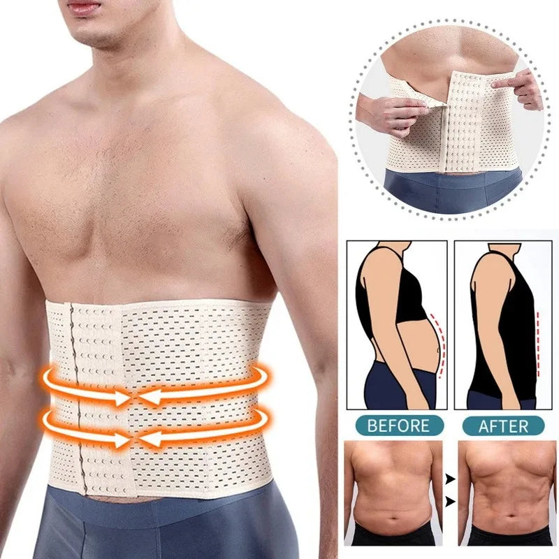 Men's Adjustable Abdominal Compression Waist Trainer Belt - 6