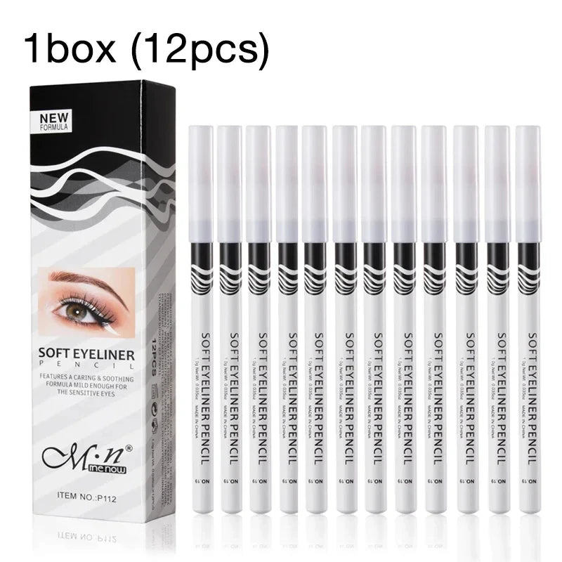 12-Piece Waterproof White Eyeliner Pencil Set - 5