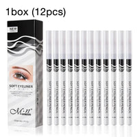 12-Piece Waterproof White Eyeliner Pencil Set
