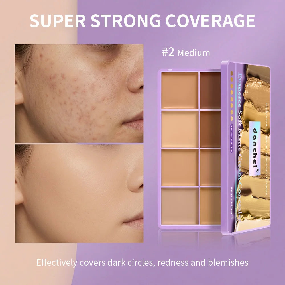 8-Shade Matte Cream Concealer Palette for Full Face Coverage - 5