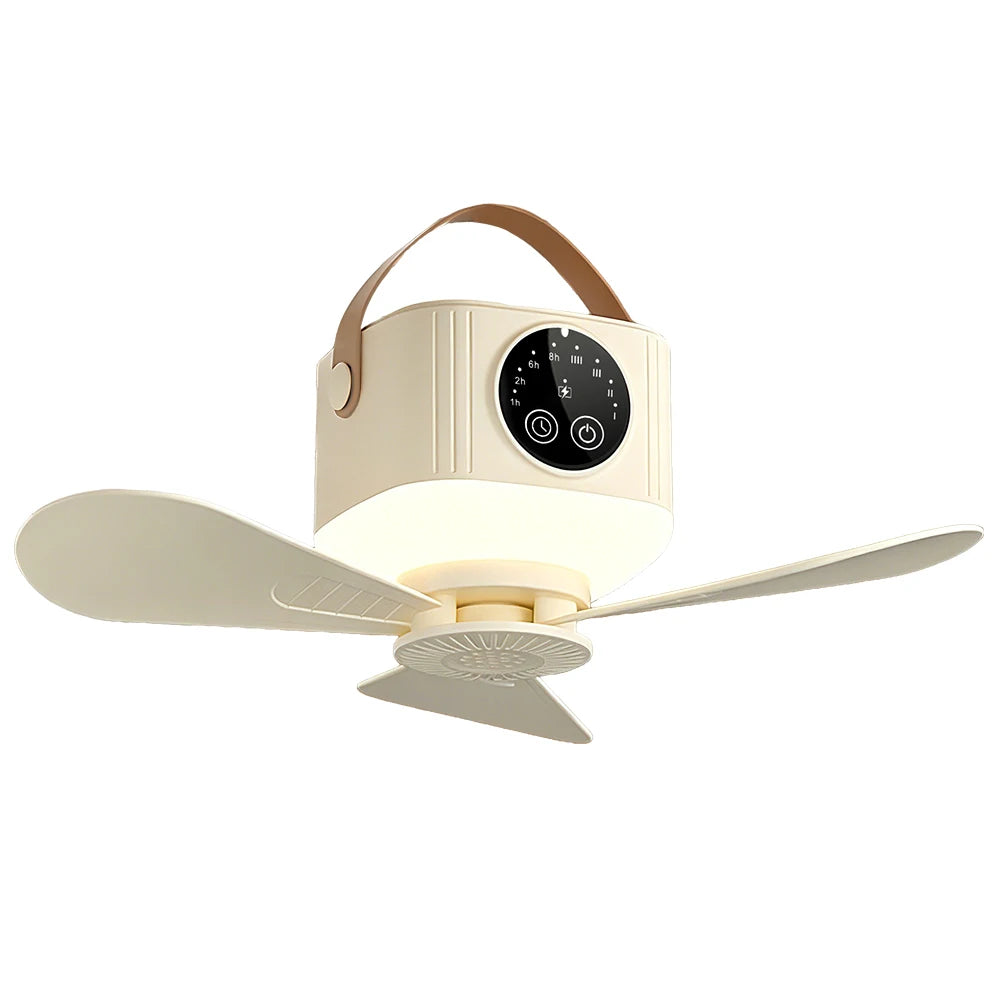 Portable Rechargeable Ceiling Fan with LED Light and Remote - 18