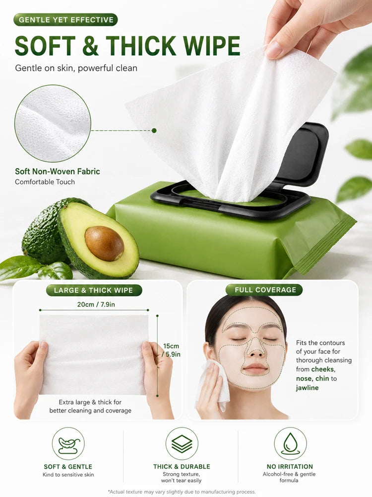 Avocado Deep Cleansing Makeup Remover Wipes - 60 Pack - 11