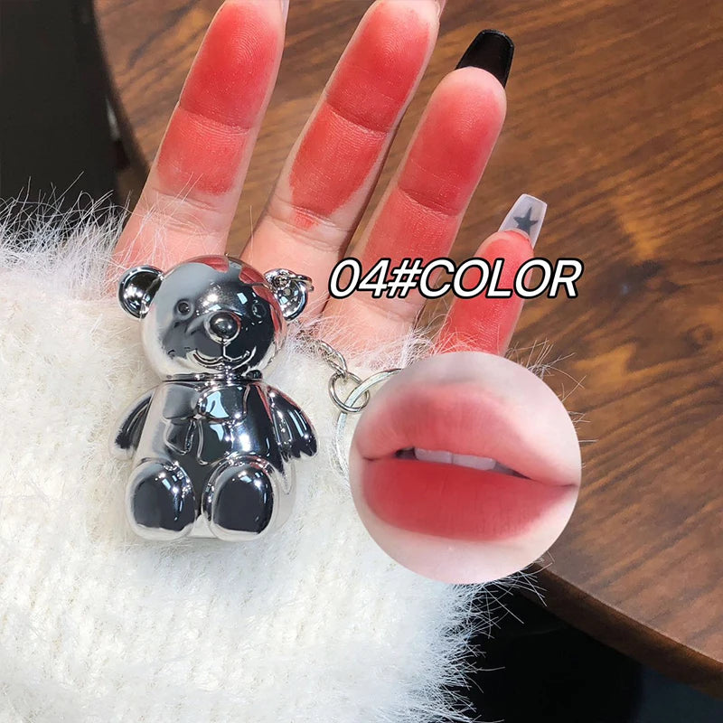 Cute Bear Keychain Velvet Matte Lip Clay - 20
