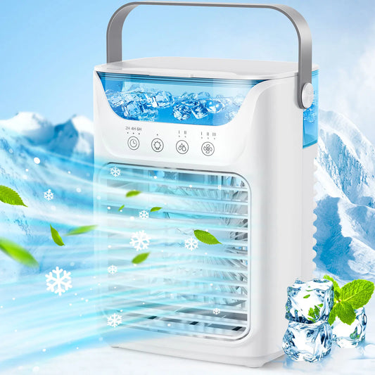 Portable Mini Desktop Air Cooler with Water Mist & Timer
