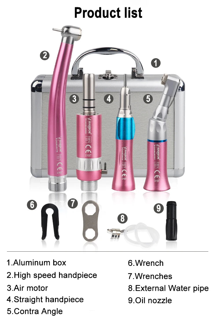 4-Piece Dental Handpiece Kit with Air Motor - 19