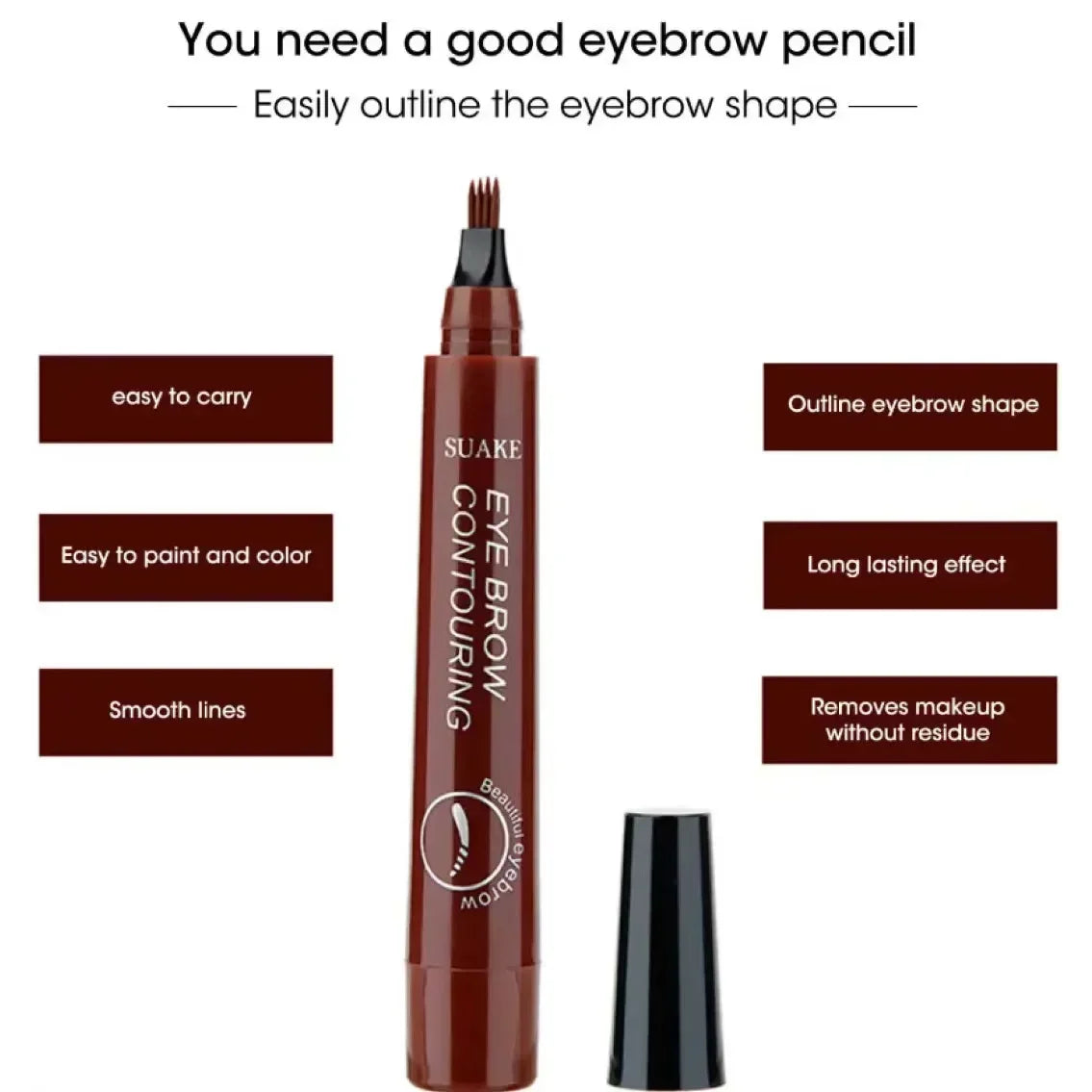 Waterproof 4-Tip Natural Microblading Eyebrow Pen - 4