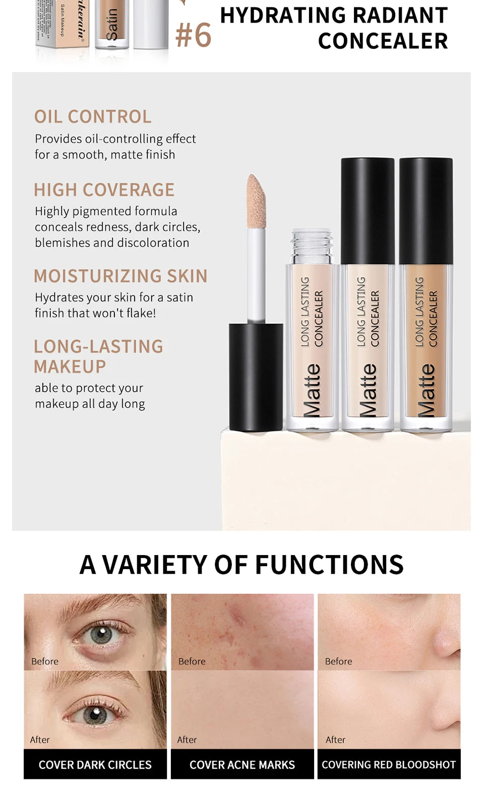 High-Coverage Long-Lasting Matte Face Concealer - 9