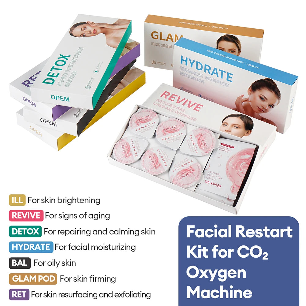 CO2 Oxygen Facial Treatment Capsule and Gel Kit - 10