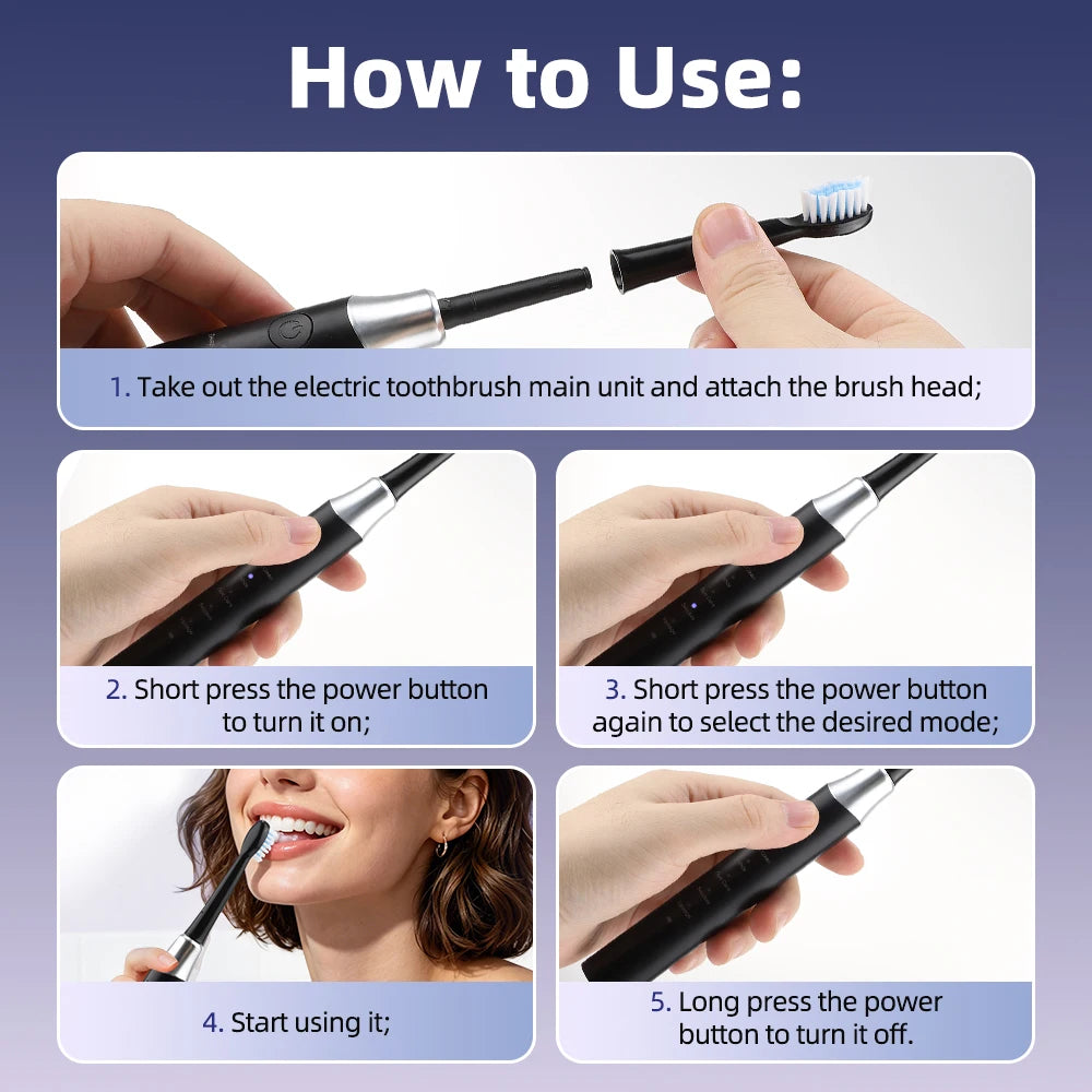 Sonic Electric Toothbrush with 5 Cleaning Modes and 4 Brush Heads - 6