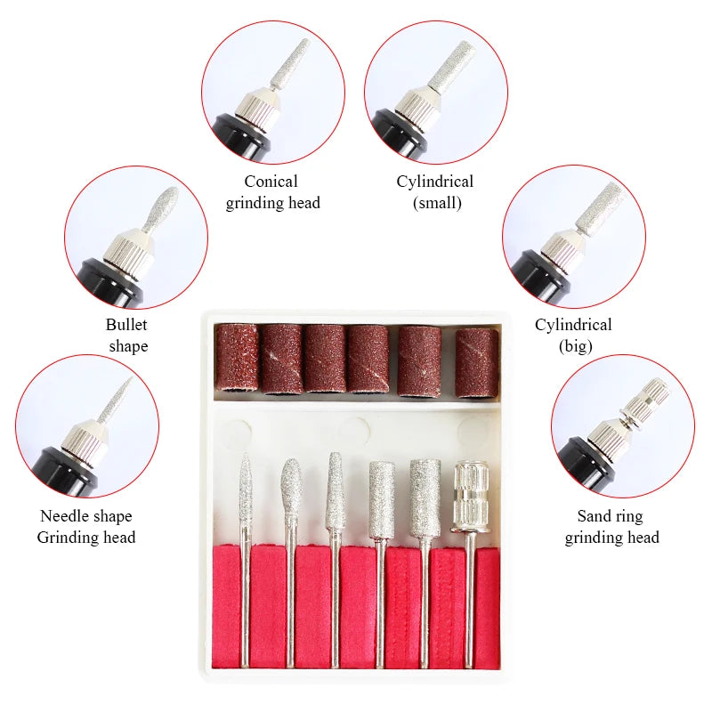 Portable Electric Nail File and Manicure Drill Kit - 6