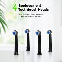 Rechargeable Electric Toothbrush with 4 Replacement Heads