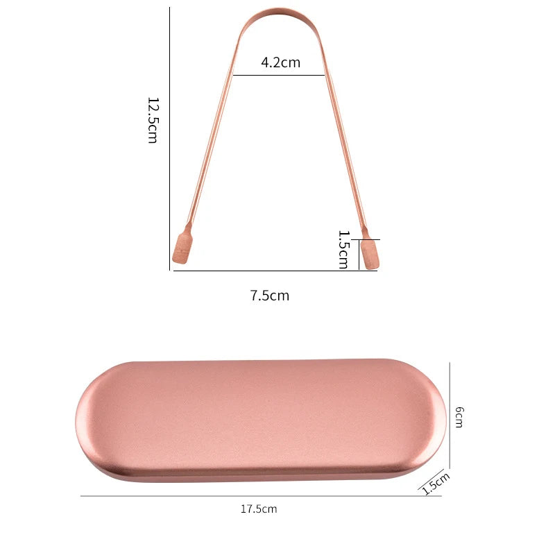 Portable Pure Copper Tongue Scraper for Fresh Breath - 16