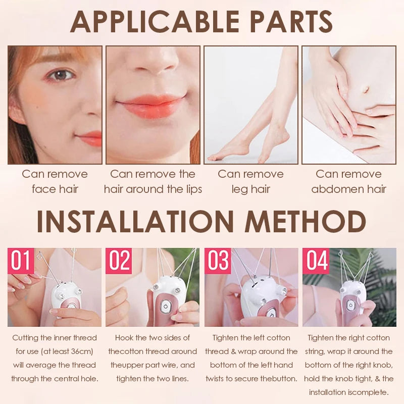 Electric Cotton Thread Hair Remover for Face and Body - 10