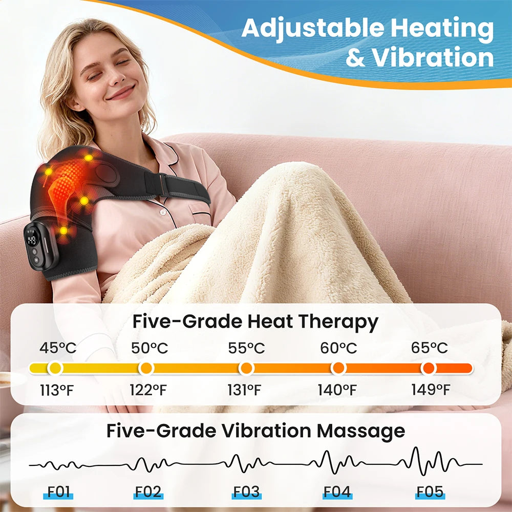 Heated Vibration Shoulder Massage Wrap with Remote - 4