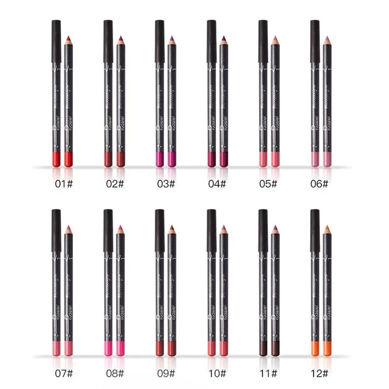 12-Piece Waterproof Matte Lip Liner Pencil Set - 16