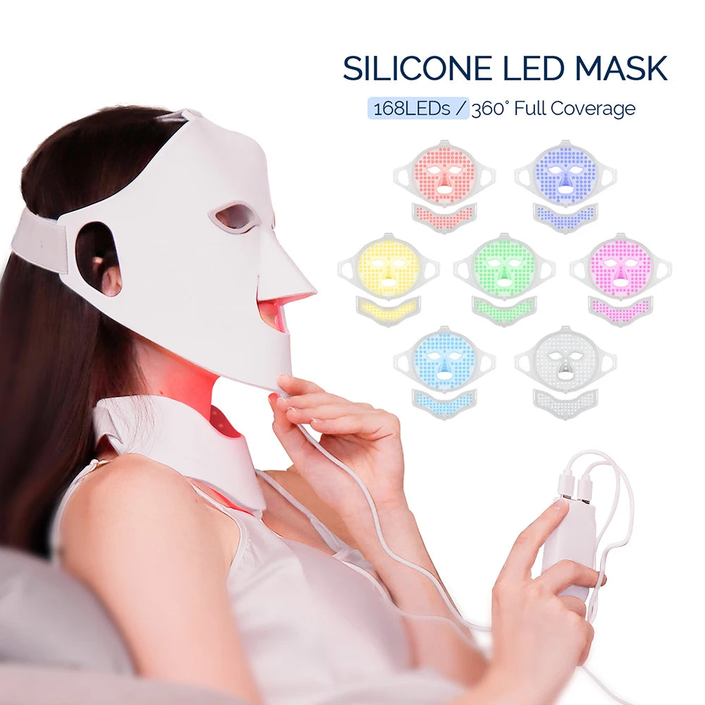 Flexible Silicone LED Light Therapy Mask for Face and Neck - 1