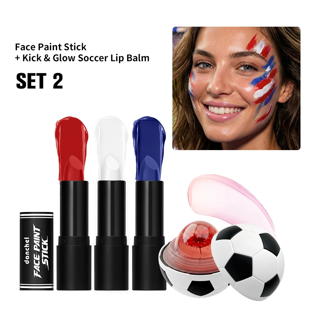 Waterproof Face Paint and Lip Balm Kit for Game Day - 35