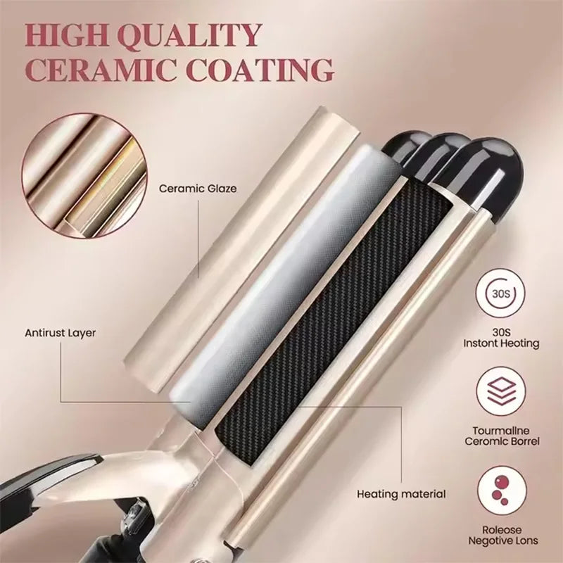 3-Barrel Professional Hair Waver for Beachy Waves - 8